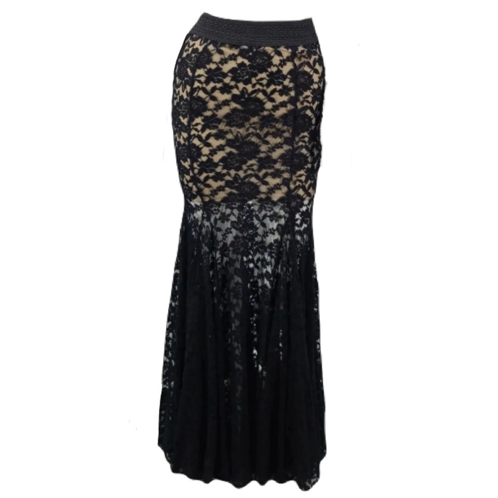 Marciano Women's Large Black Lace Maxi Mermaid Skirt - Picture 2 of 16
